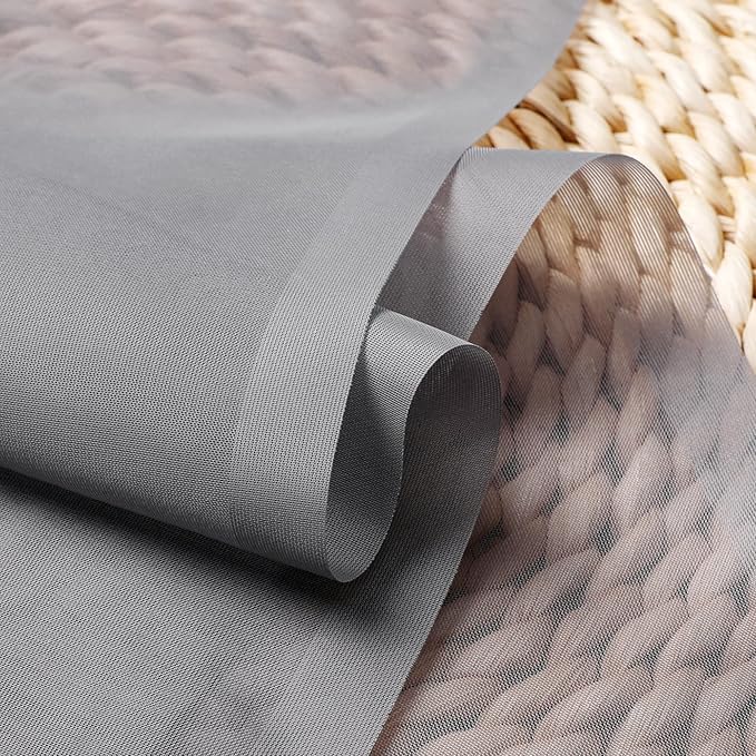 Grey Sheer Kitchen Valance for Windows Set of 2, Small Modern Rod Pocket Voile - Image 6