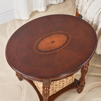 LEEMTORIG Oval Round End Table, 2-Tier Cherry Wood End Table Solid Wood Side - Image 7