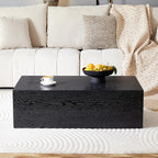 39.3'' Wood Coffee Table with Black Wood Grain, Rectangular Low Tables - Image 3