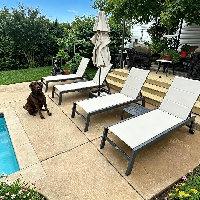PURPLE LEAF Outdoor Patio Chaise Lounge Set of 2 Aluminum Lounge Chair by PURPLELEAF