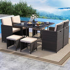 Tangkula 9 Piece Patio Dining Set, Rattan Chairs - Image 2