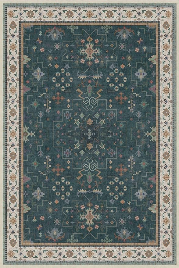 Vintage Dark Green 6x9 Dining Room Rugs - Image 2