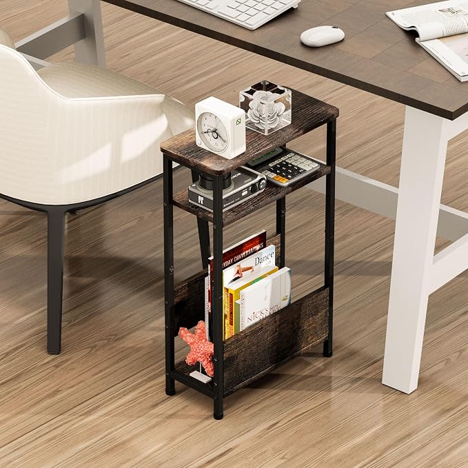 THUMEYE 7.1" Narrow Side Table for Small Spaces, 3 Tier Small End Table - Image 8