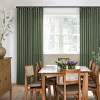 Olive Green Pinch Pleated Linen Semi Sheer Bedroom Curtains 92 Inches Long | - Image 6