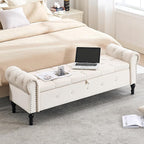 Storage Bench for Bedroom, Velvet 67" End of Bed Bench, King Size Bench - Image 3