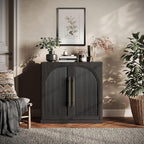 BELLEZE 3 Tier Bookshelf with Double-Arc Door, Modern Bookcase Shelf with by BELLEZE