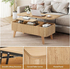 3 in 1 Lift Top Coffee Table, Fluted Convertible Coffee Tables Converts to - Image 6