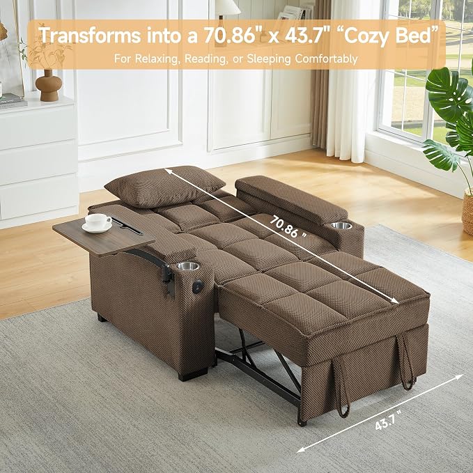 oaaktu Large Size Convertible Sleeper Chair Futon Sofa Bed, Comfortable Thick - Image 5