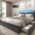 Lifezone Queen Bed Frame with 2-Tier Storage Headboard, Metal Platform Bed by Lifezone