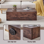 39.3'' Wood Coffee Table with Wood Grain, Rectangular Low Tables - Image 6