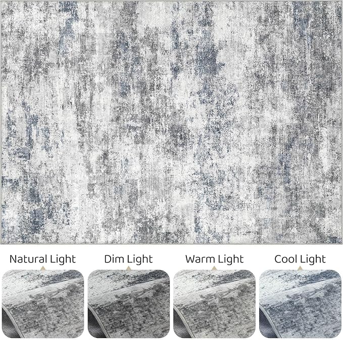 LOONGRUG 7x9 Area Rug Washable Large Neutral Modern Living Room Rugs | Abstract - Image 9
