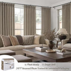 Custom 60 Inch Wide Pleated Natural Linen Curtains 92 Inches Long - Image 4