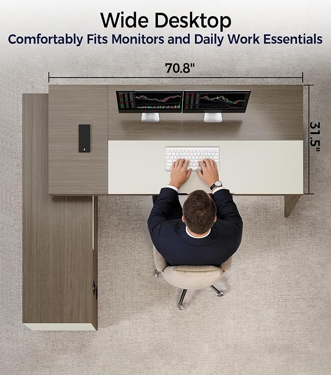 79" L-Shaped Executive Desk - Image 5