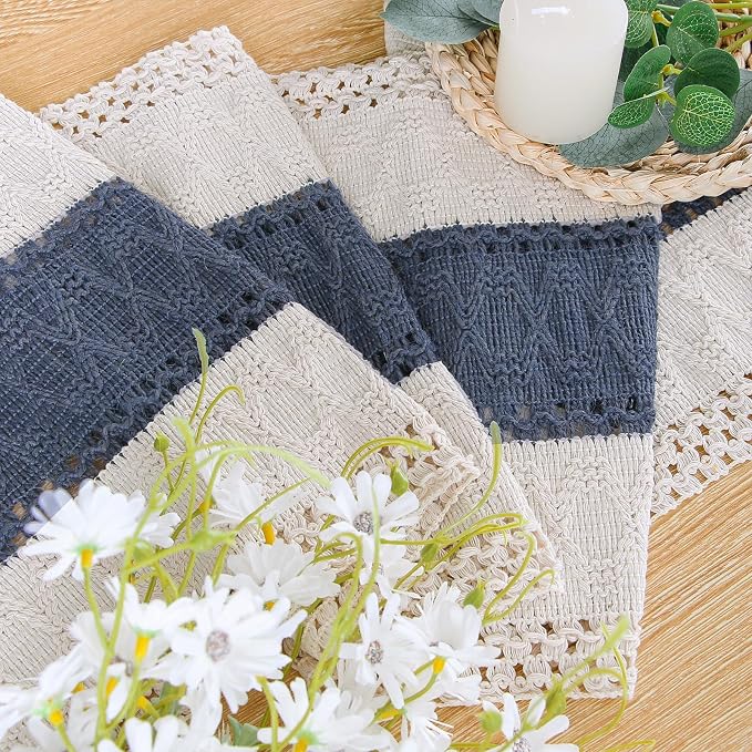 FEXIA Boho Blue Table Runner 36 Inches Long - Image 3