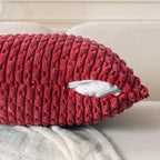 Set of 4 Burgundy Decorative Throw Pillow Covers 24x24 Inch Corduroy Pillow - Image 5