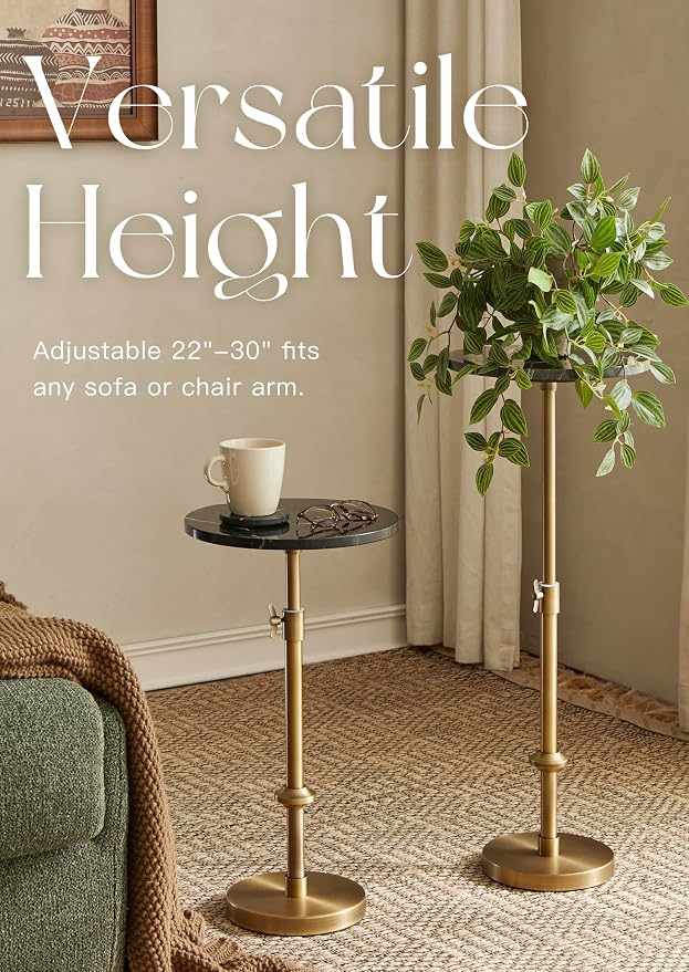 Adjustable-Height Marble Drink Table - Image 5