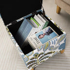 Adeco 18 Inch Linen Storage Ottoman Cube, Upholstered Footstool - Image 5