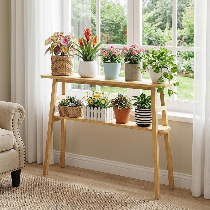 39.4" Solid Bamboo Entryway Console Table, Sofa Table Behind Couch, Narrow - Image 8