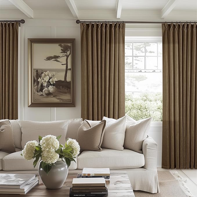 Dutch Cocoa Pinch Pleat Linen Curtains 120 Inches Long 60 Inch Wide 1 Panel | - Image 9