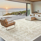 Soalmost 9x12 Area Rugs for Living Room Washable Rug Non-Slip Beige/Brown | - Image 2