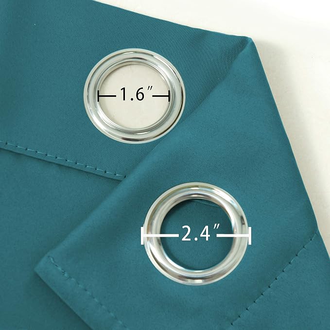 Sea Teal Blackout Curtains 40 x 63 Inch Length/Set of 2 Curtain Panels/Thermal - Image 6