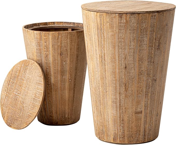 Aoikax Farmhouse Nesting Barrel Side Table, Rustic Space Saving Storage End - Image 8