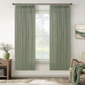 Green Linen Blend 72 Inch Light Filtering Pleat Boho Curtains 50 Inch Wide | by Twodrapes