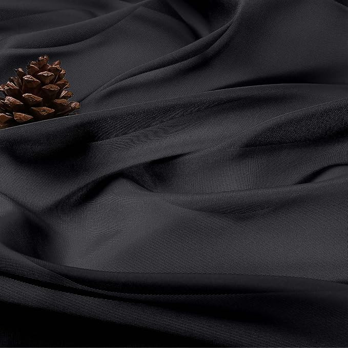 Sheer Black Curtains, Sheer Curtains 63 inch Length 2 Panels Set, Rod Pocket - Image 7