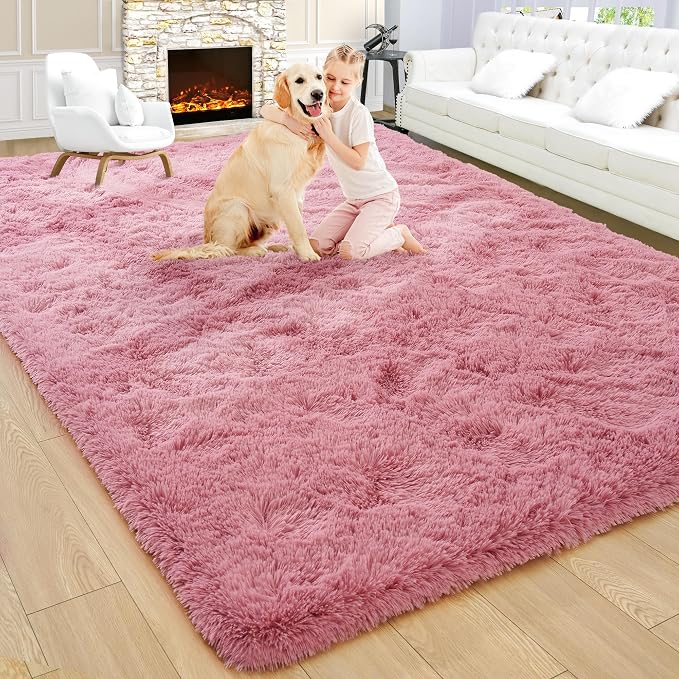 9x12 Extra Large Blush Fluffy Soft Area Rug Non-Slip by ModernHomeDecor