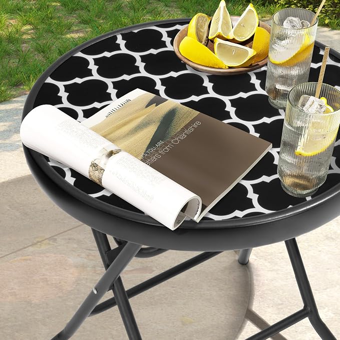 Foldable Patio Side Tables, 17.7" Small End Table Outdoor Weatherproof - Image 5