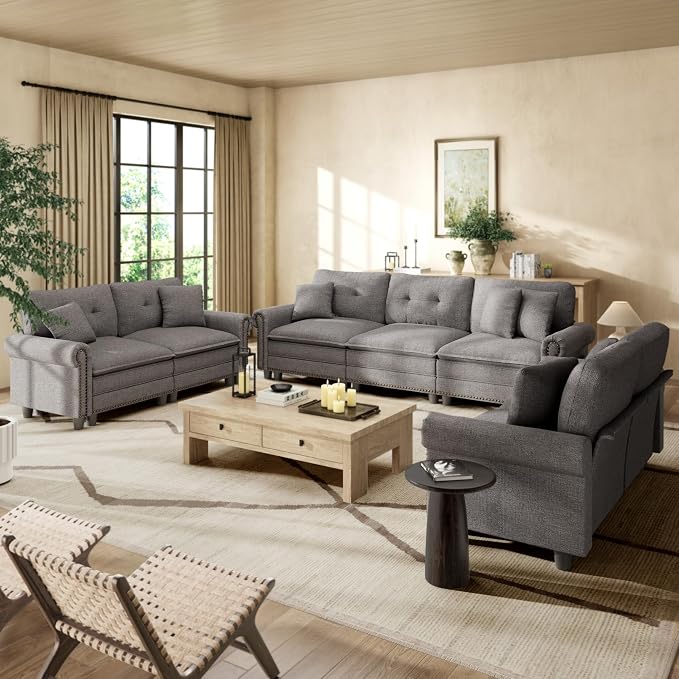 HERA'S HOUSE 3 Pieces Modular Sectional Sofa Sets, Oversized Couch Set by HERASHOUSE