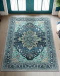RELEANY Washable Area Rug, Teal | Non-Slip, Water Repellent, Pet Friendly by RELEANY