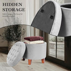 HomePop by Kinfine Fabric Upholstered Round Storage Ottoman - Image 5