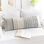 Gray Boho Lumbar Throw Pillow Cover 14x36 Grey Accent Long Body Lumbar Pillow by BlissBlush