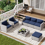 LOUVIXA 7 Piece Outdoor Patio Furniture Set, Rattan Chairs Glass Table Wicker - Image 8