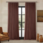 Chestnut Brown 96 Inch Blackout Pinch Pleated Curtains 2 Panels | Thick Linen by Twodrapes