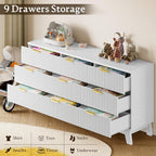 BORNOON Fluted 9 Drawer Dresser, 57.1" Wide Modern Boho Chest of Drawers - Image 6