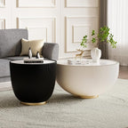 Black Round Side Table, 19.7" Faux Marble Fluted End Table - Image 8