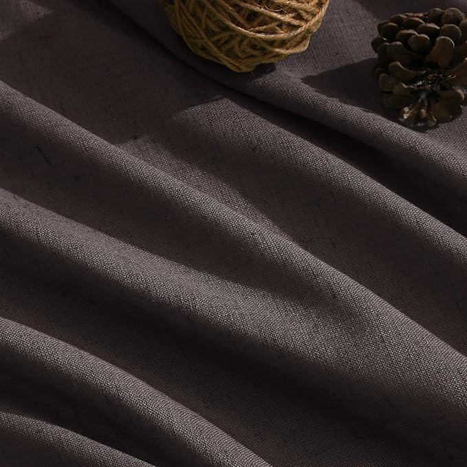 Cocoa Coffee Curtains 102 Inches Long, Back Tab Linen Blend Light Filtering - Image 5