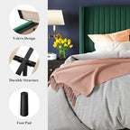 Allewie Queen Size Bed Frame/Velvet Upholstered Platform Bed/Vertical Channel - Image 8