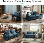 LINSY HOME 90" Modular Cloud Love Seat Sofa, Corduroy Soft Sectional Couch - Image 7