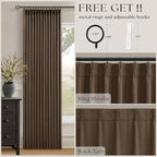 Brown Linen Pinch Pleated Black Out Memory Trained Curtains 102 Inches Long | - Image 2