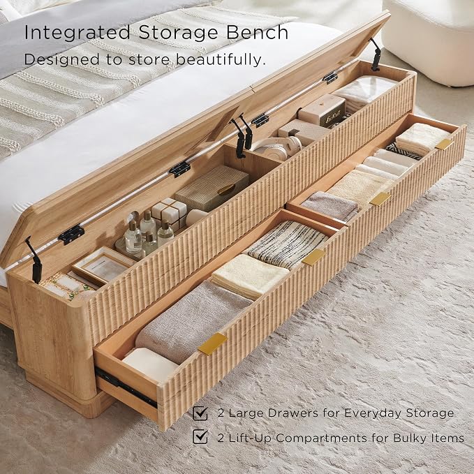 T4TREAM Fluted King Size Bed Frame - Image 4
