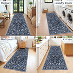 HEBE Hallway Runner Rug 2'x8', Washable Non Slip Kitchen Rug Runner | Soft Boho - Image 7