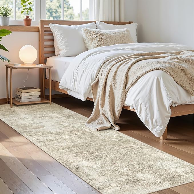 Soalmost Abstract Runner Rug 2x8 Hallway Kitchen Runners Beige/Gray | Vintage - Image 4