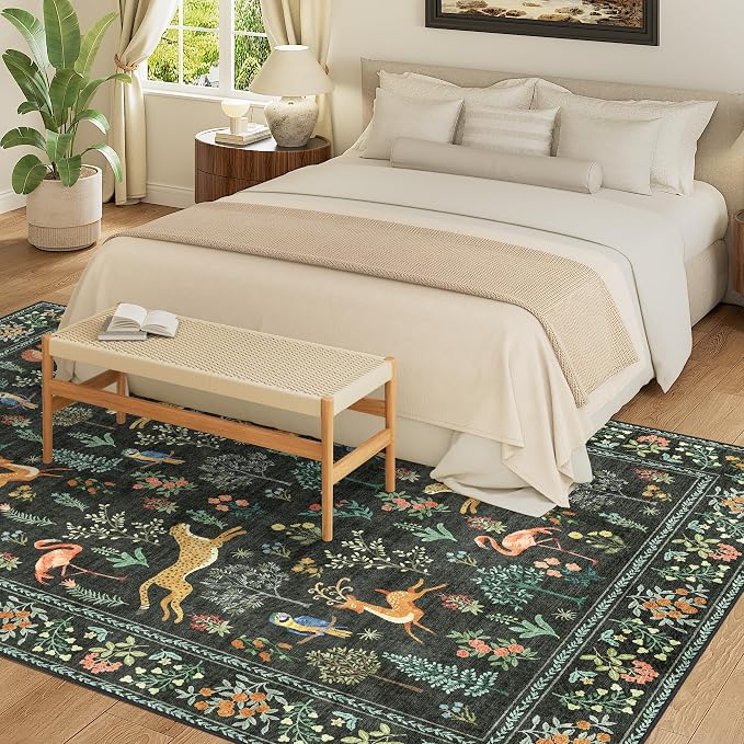 DUKINO 9x12 Area Rug for Living Room, Washable Animal Rug Non Slip, Non-Shedding - Image 4
