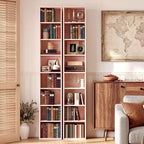 IRONCK Tall Narrow Bookshelf 8 Tiers 71in Set of 2, Compact Corner Bookcase - Image 2