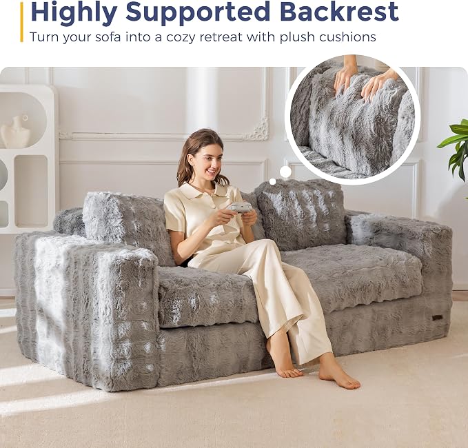 MAXYOYO 3 Seater Sofa for Living Room, Tufted Boneless Couch Bubbled Sofa Couch - Image 8