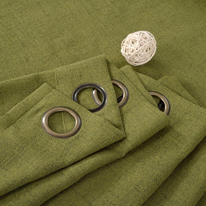 YoungsTex Olive Green Linen Curtains 63 Inches Length - Image 8