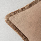 MIULEE Boho Linen Fringe Decorative Fall Throw Pillow Covers Brown 18x18 | Set - Image 3
